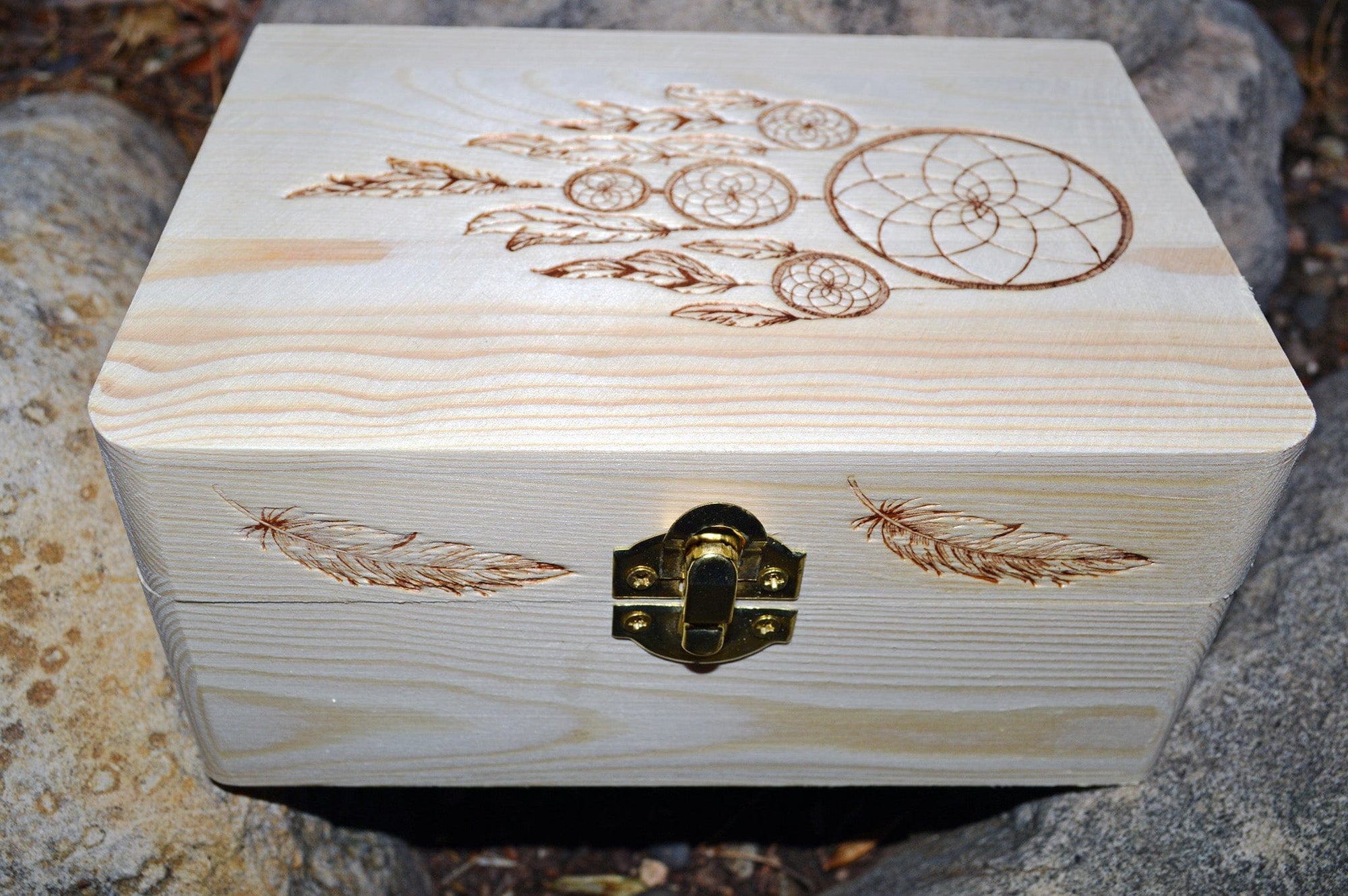 Tarot Accessories Dreamcatcher Pine Wood Box | 4" x  6"