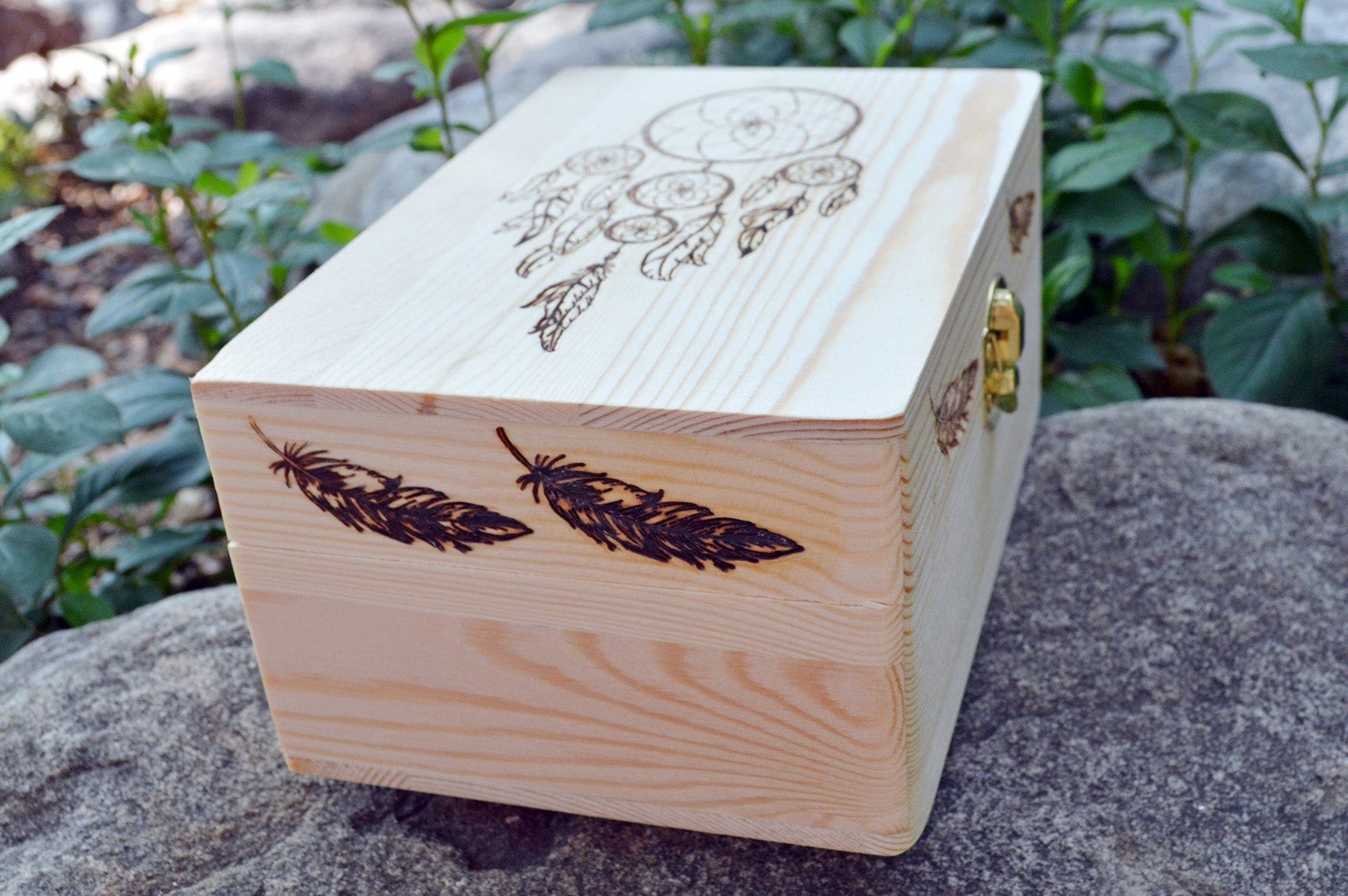 Tarot Accessories Dreamcatcher Pine Wood Box | 4" x  6"