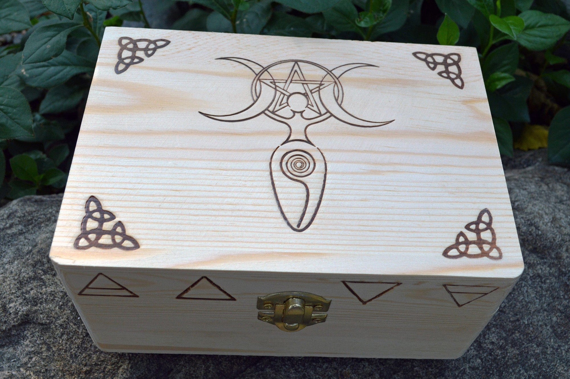 Tarot Accessories Goddess Pine Wood Box | 4" x  6"