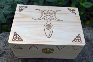 Tarot Accessories Goddess Pine Wood Box | 4" x  6"