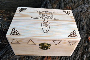 Tarot Accessories Goddess Pine Wood Box | 4" x  6"