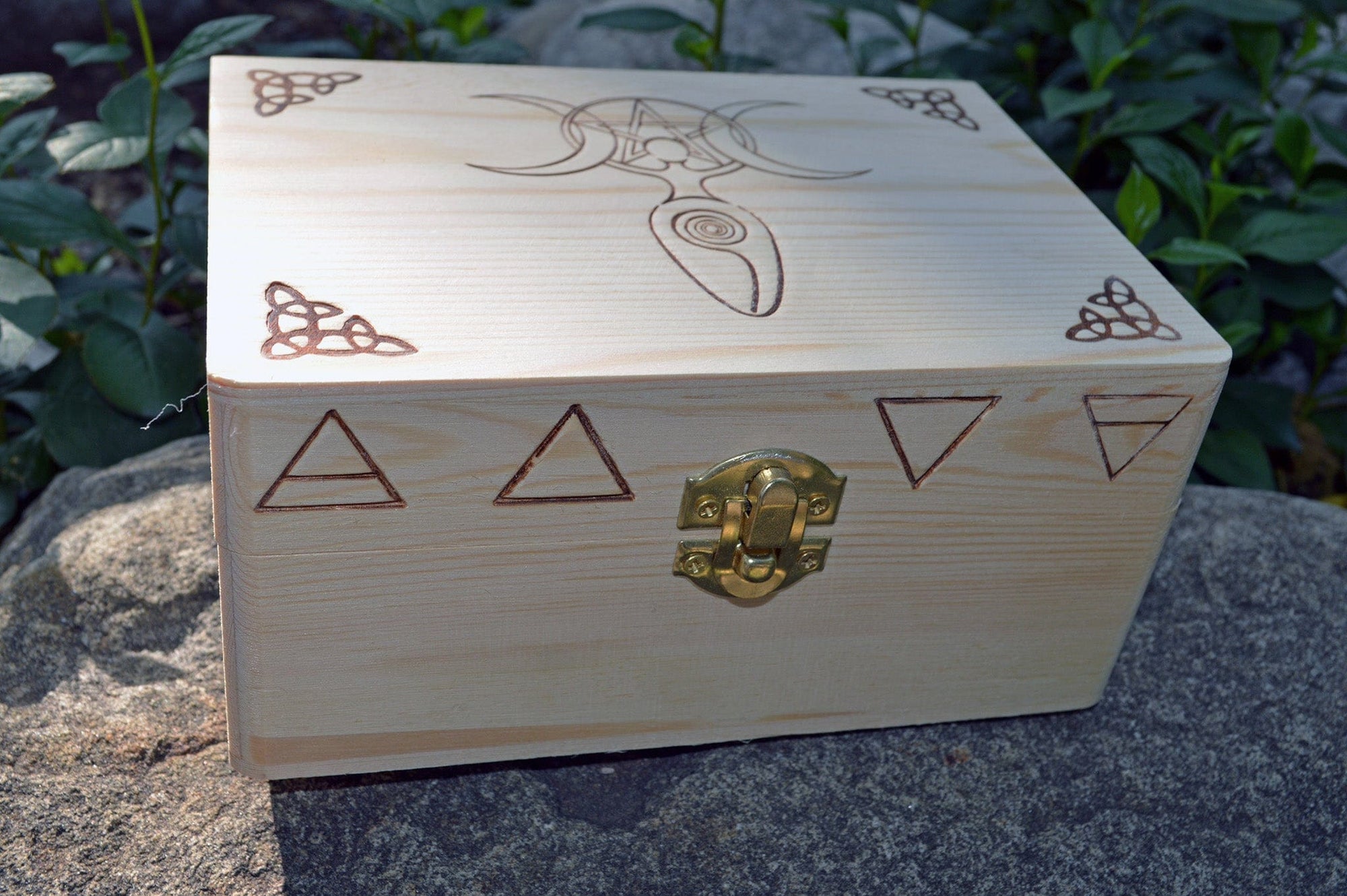 Tarot Accessories Goddess Pine Wood Box | 4" x  6"