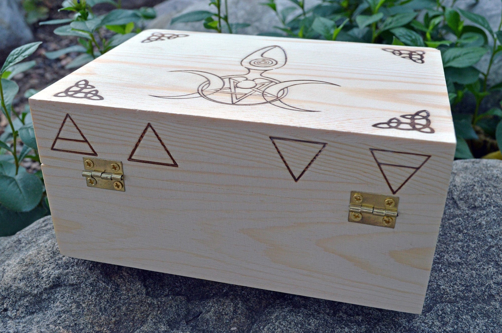 Tarot Accessories Goddess Pine Wood Box | 4" x  6"