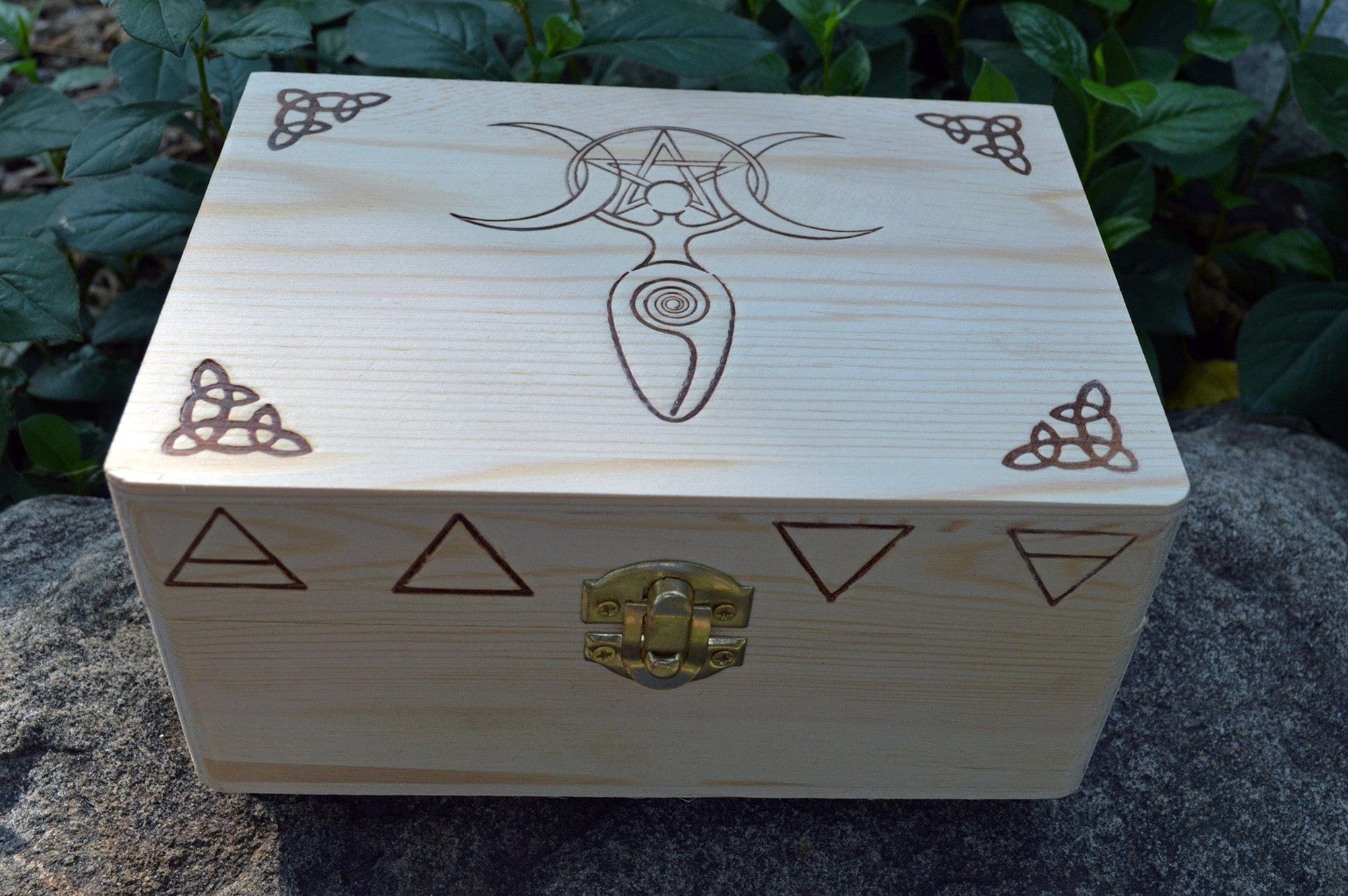 Tarot Accessories Goddess Pine Wood Box | 4" x  6"