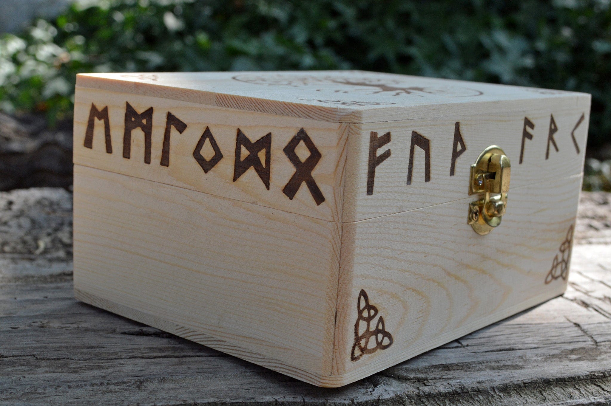 Tree of Life | Runes | Celtic Pine Wood Box | 4