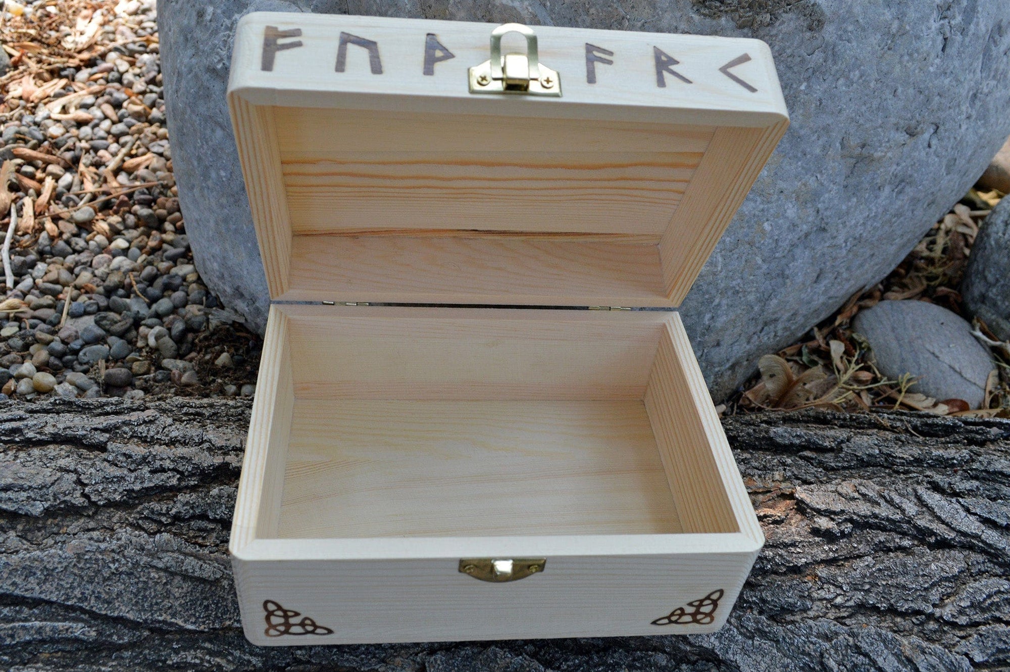 Tarot Accessories Vegvisr | Runes | Norse Pine Wood Box | 4" x  6"