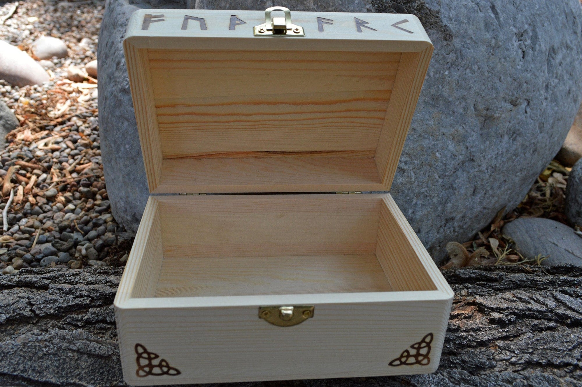 Tarot Accessories Vegvisr | Runes | Norse Pine Wood Box | 4" x  6"